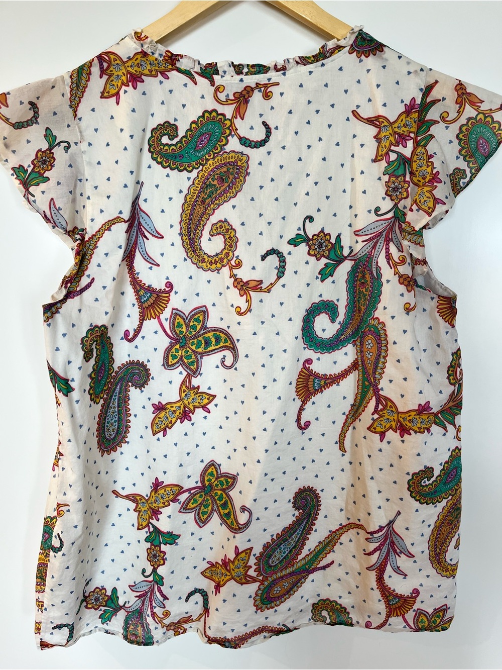 Talbots 100% Cotton Paisley Print Flutter Short Sleeves Hearts XL - Picture 6 of 8
